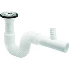 Merfi Store Çamaşır Çıkışlı Sifon, Lavabo Gider Sifonu, Çamaşır ve Bulaşık Makinesi Bağlantılı Lavabo Sifonu, Koku Önleyici, Sızdırmaz Tasarım, Kolay Montaj, Ev, Banyo ve Mutfak Kullanımı