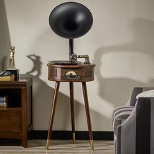 Merfi Store Vintage Dik Gramofon Plak Çalar – Bluetooth 4.2, USB Oynatma, Fm Radyo, Dijital Ekran, Uzaktan Kumandalı Ahşap Gövde ve Çoklu Hoparlörlü Müzik Sistemi | SP1806 (Koyu Kahverengi)