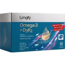Merfi Store Omega 3 + D3K2, Yüksek Epa & Dha, Vitamin D3, Vitamin K2 (Mk7), Vitamin E, Balık Yağı, 60 Yumuşak Kapsül