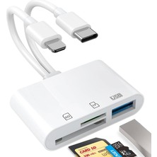Merfi Store Sd Kart Okuyucu, Iphone, iPad Için Sd Kart Adaptörü, Lightning ve USB C Kamera Adaptörlü Hafıza Kartı Okuyucu, Sd/micro Sd/usb 3.0 Destekler, Uygulama Sürücüsü Gerekmez