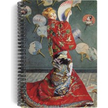Merfi Store Claude Monet/madame Monet In A Japanese KIMONO,1876 | Spiralli Defter 09 | A5 | Çizgisiz | 100 Sayfa