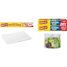 Merfi Store Seti | Hazır Kesilmiş Pişirme Kağıdı 16 Adet 42X37 Cm, X1 + Küçük Boy Buzdolabı Poşeti Dev Ekonomi 160’LI, X1