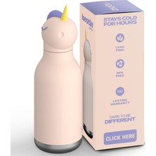 Merfi Store Bestie Şişe Yalıtımlı Paslanmaz Çelik Su Şişesi Çıkarılabilir Yumuşak Hayvan Kafası Eğlenceli Içme Çocuklar ve Gençler Için 16 Ons (Tek Boynuzlu At)