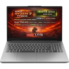 Merfi Store Loq 15ARP10E Amd Ryzen 7 7735HS 16GB 1tb SSD Rtx 3050 6gb 15.6" Fhd (1920X1080) IPS 144Hz Freedos Taşınabilir Bilgisayar 83S00032TR