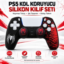 Xira Ps5 Dualsense Uyumlu Örümcek Desenli Silikon Koruyucu Kılıf + 2 Adet Analog Stick Başlığı