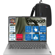Merfi Store Ideapad Flex5 14ABR8 Amd Ryzen 5 5625U 16GB 512GB SSD 14" Wuxga (1920X1200) IPS 300NITS Freedos Dokunmatik +Lenovo® Digital Pen Taşınabilir Bilgisayar 82XX00JTTXF02+ZETTAÇANTA