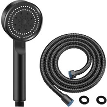 Merfi Store 5 Fonksiyonlu Ayarlanabilir Yüksek Basınçlı Masaj Etkili Duş Seti, Turbo Fan Lite Duş Seti Black