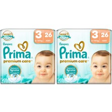 Merfi Store Bebek Bezi Premium Care 3 Numara 26 Adet 2li Paket