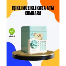 Pileli Store Çocuklar Için Su Yeşili Atm Kasa Tasarımlı Şifreli Kumbara