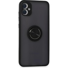 Samsung Galaxy A05 Kılıf Montreal Yüzüklü Silikon Kapak - Siyah