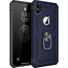 iPhone Xs Max Kılıf Sofya Yüzüklü Silikon Kapak - Lacivert