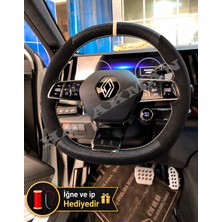 Hasakman Renault Espace Dikme Direksiyon Kılıfı Alcantara Süet Mat Karbon Bej Yüzük ve Dikiş 2023-2026