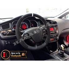 Hasakman Kia Ceed Sportswagon Dikme Direksiyon Kılıfı Alcantara Süet Mat Karbon Beyaz Yüzük ve Dikiş 2012-2018