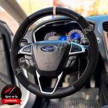 Hasakman Ford Galaxy Mk4 Dikme Direksiyon Kılıfı Alcantara Süet Mat Karbon Bej Yüzük ve Dikiş 2015-2023