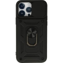 Apple iPhone 13 Pro Kılıf Pars Lens Yüzüklü Silikon - Siyah