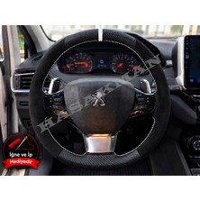 Hasakman Peugeot Rifter Dikme Direksiyon Kılıfı Alcantara Süet Mat Karbon Beyaz Yüzük ve Dikiş 2018-2021
