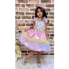 Mnk Baby & Kids Kız Saten Renkli Elbise