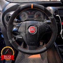 Hasakman Fiat Linea Dikme Direksiyon Kılıfı Alcantara Süet Mat Karbon Taba Yüzük ve Dikiş 2007-2017