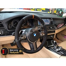 Hasakman Bmw F01/F02 Dikme Direksiyon Kılıfı Alcantara Süet Mat Karbon Taba Yüzük ve Dikiş 2012-2015