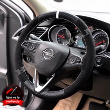 Hasakman Opel Combo E Dikme Direksiyon Kılıfı Alcantara Süet Mat Karbon Beyaz Yüzük ve Dikiş 2018-2024