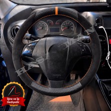 Hasakman Peugeot Bipper Dikme Direksiyon Kılıfı Alcantara Süet Mat Karbon Taba Yüzük ve Dikiş 2008-2017