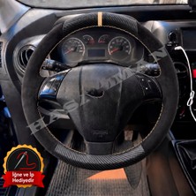 Hasakman Citroen Nemo Dikme Direksiyon Kılıfı Alcantara Süet Mat Karbon Bej Yüzük ve Dikiş 2008-2018