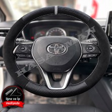Hasakman Toyota C-Hr Dikme Direksiyon Kılıfı Alcantara Süet Mat Karbon Gri Yüzük ve Dikiş 2020-2023