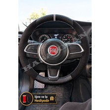 Hasakman Fiat Egea Cross Dikme Direksiyon Kılıfı Alcantara Süet Mat Karbon Gri Yüzük ve Dikiş 2021-2026