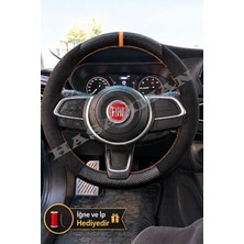 Hasakman Fiat Egea Cross Dikme Direksiyon Kılıfı Alcantara Süet Mat Karbon Taba Yüzük ve Dikiş 2021-2026