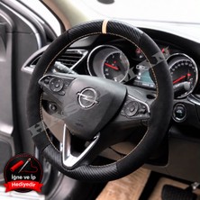 Hasakman Opel Combo E Dikme Direksiyon Kılıfı Alcantara Süet Mat Karbon Bej Yüzük ve Dikiş 2018-2024