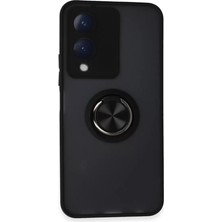 Vivo Y17S Kılıf Montreal Yüzüklü Silikon Kapak - Siyah