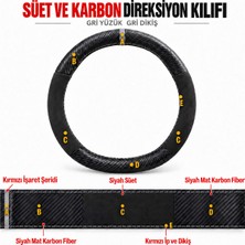 Hasakman Vw Tiguan 1 Dikme Direksiyon Kılıfı Alcantara Süet Mat Karbon Gri Yüzük ve Dikiş 2007-2011