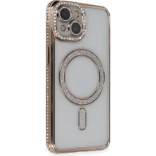 Northcity Apple iPhone 13 Uyumlu Kılıf Joke Simli Magneticsafe Kılıf - Gold