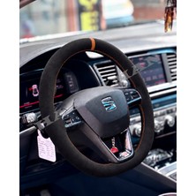 Hasakman Seat Arona Dikme Direksiyon Kılıfı Alcantara Süet Mat Karbon Taba Yüzük ve Dikiş  2017-2021