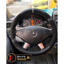 Hasakman Vw Crafter Dikme Direksiyon Kılıfı Alcantara Süet Mat Karbon Gri Yüzük ve Dikiş 2006-2016