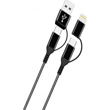 Hp-16 4in1 Çok Fonksiyonlu Hızlı Şarj Kablosu – 60W Pd Destekli Type-C & Usb-A To Type-C & Lightning Dönüştürücülü Örgülü Kablo (1.2 Metre)
