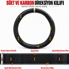 Hasakman Honda Civic Fb7 Dikme Direksiyon Kılıfı Alcantara Süet Mat Karbon Beyaz Yüzük ve Dikiş 2012-2016