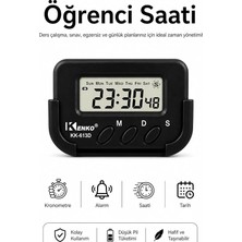 KK-613D Dijital Saat, Kronometre ve Alarm Fonksiyonlu, Siyah, Abs Plastik, Araç Içi ve Masaüstü Kullanım, Pomodoro Timer, LCD Ekranlı