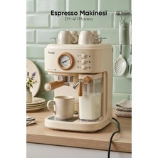 Ahşap Detaylı Espresso Kahve Makinesi, 20 Bar, EM-411