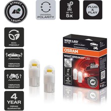 T10 W5W LED Night Breaker Plaka Park Içmekan Ampulü, 12V 1W, 2'li Paket, Universal Polarite, 4 Yıl Garanti