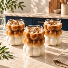 3 Adet Üzüm Desenli Borosilikat Cam Bardak 350 ml Isıya Dayanıklı Dekoratif Sunum Su ve Kahve Bardağı | Kitchera Home