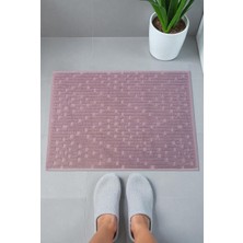 Tuğla Desenli 2li Ayak Havlusu - 50X70 cm - Su Emici Banyo Paspası Seti - Bordo