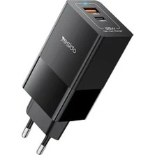 Pileli Store Yesido YC73 1 Adet 65W Type-C / 1 Adet 18W USB Çıkışlı Ekstra 1m Type-C To Type-C Kablolu Gan H
