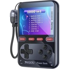 Pileli Store Yesido YP87 Dahili Retro Oyun Konsollu 10.000 Mah 2in1 20W Pd Hızlı Şarj Powerbank - Siyah
