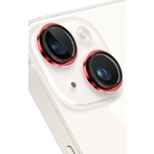 Pileli Store Keephone Apple iPhone 14 Capital Alüminyum Ar Kamera Lens Koruyucu - Kırmızı