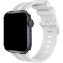Pileli Store Newface Apple Watch 38MM KR408 Çizgili Silikon Kordon - Beyaz