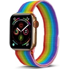 Pileli Store Newface Apple Watch 38MM Metal Mıknatıslı Kordon - Gökkuşağı