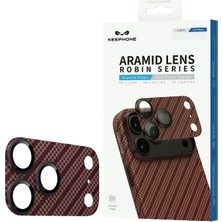 Pileli Store Keephone Apple iPhone 18 Pro Kevlar Robin Kamera Lens Koruyucu - Bordo