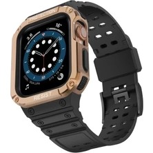 Pileli Store Newface Apple Watch 42MM KR401 Silikon Kordon - Siyah-Rose