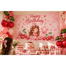Bkmc Party Kiraz Temalı Doğum Günü Brandası  Happy Birthday Afiş Parti Süsü Arka Fon Dekorasyonu Iyiki Doğdun | Çocuk Parti Süsleme Dekoru Doğum Günü Parti Seti Süsü